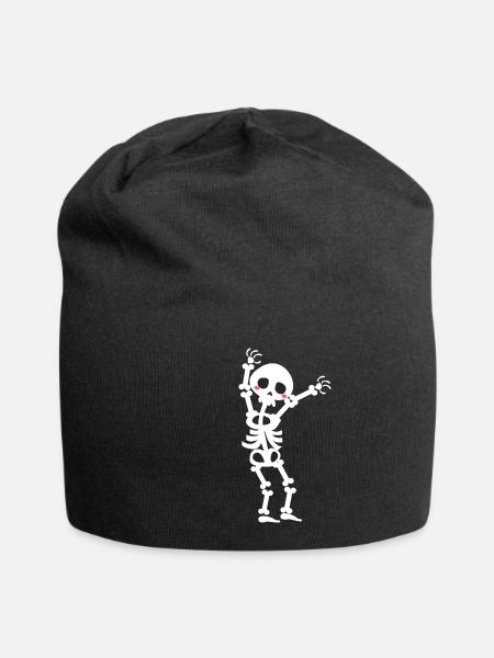 Skelett - Jersey-Beanie - Schwarz