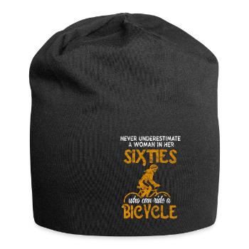 Femme de 60 ans à vélo retraité - Bonnet en jersey - noir - Devant