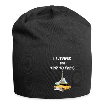 Paris Souvenir Tour Eiffel J'ai survécu à mon voyage - Bonnet en jersey - noir - Devant