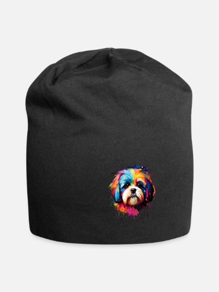 Shih Tzu Löwenhund - Jersey-Beanie - Schwarz