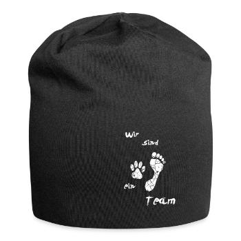 Wir sind ein Team, Hund,Hundeliebe, Hundeliebhaber - Jersey-Beanie - Schwarz - Vorne