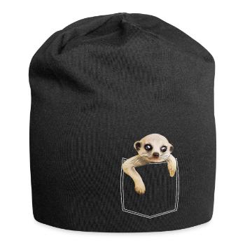 Suricate suricate dans la poche poitrine chemise chemise - Bonnet en jersey - noir - Devant