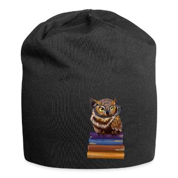Owl Book Reading Reader Reading Friends Funny Owls - Jersey Beanie - black - Front