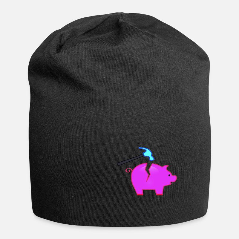 Sparschwein - Jersey-Beanie - Schwarz