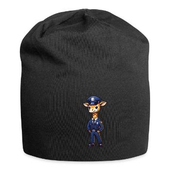 Cute Giraffe Police Officer - Jersey Beanie - black - Front