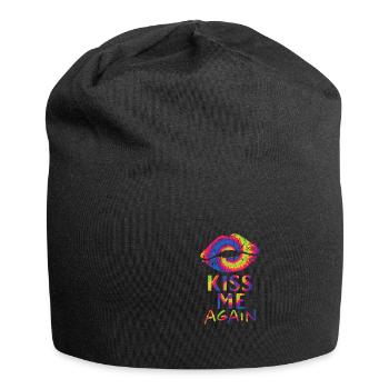 Tie dye les lèvres - embrasse-moi à nouveau - Bonnet en jersey - noir - Devant