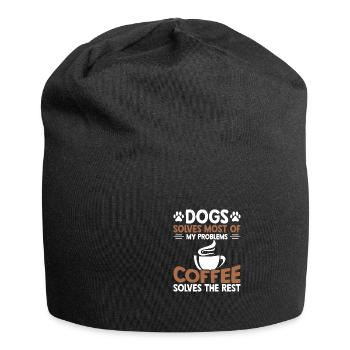 Dogs solves most problems that coffee solves d - Jersey Beanie - black - Front