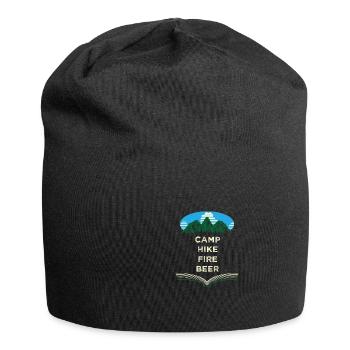 Camp Hiking Fire Beer Camping Hiking Camper Wall - Jersey Beanie - black - Front