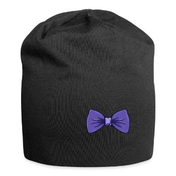 Lila Schleife - Jersey-Beanie - Schwarz - Vorne