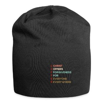 Kaffee Christus bietet allen überall Vergebung - Jersey-Beanie - Schwarz - Vorne