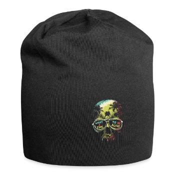 Crâne de palmier soleil d'été - Bonnet en jersey - noir - Devant