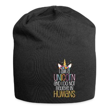 I Am A Unicorn And Do Not Believe In Humans - Jersey-Beanie - Schwarz - Vorne
