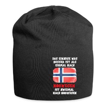 Zweimal nach Norwegen Flagge Urlaub Geschenk - Jersey-Beanie - Schwarz - Vorne