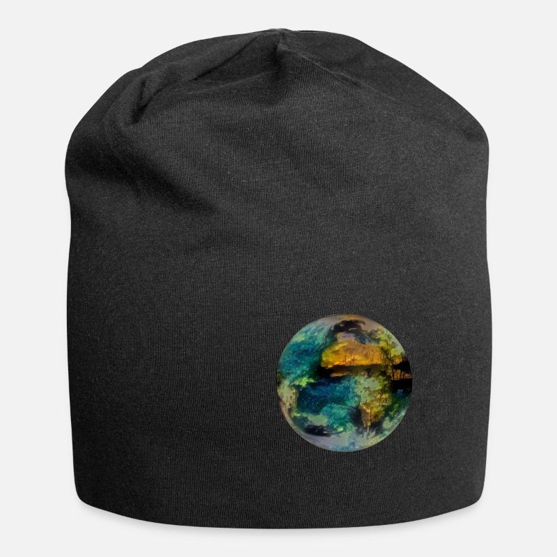 Planet Erde - Jersey-Beanie - Schwarz