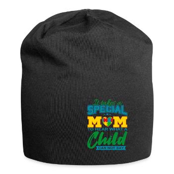 AUTISM MOM Cadeau de sensibilisation à l'autisme - Bonnet en jersey - noir - Devant