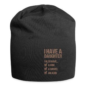 I HAVE A DAUGHTER AND A GUN Father's Day Dad - Jersey Beanie - black - Front