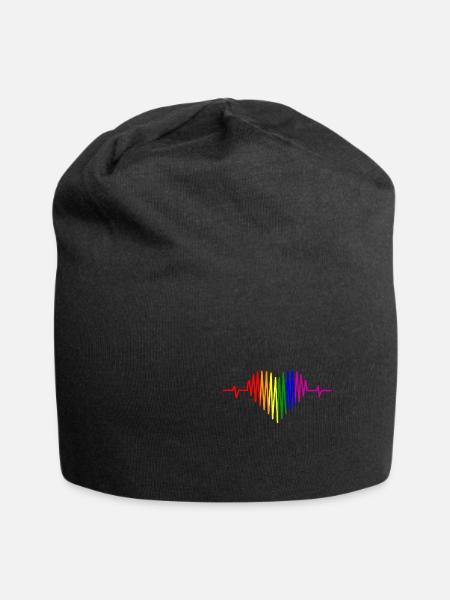 LGBT Herzschlag Regenbogen LGBT Pride Gay Pride - Jersey-Beanie - Schwarz