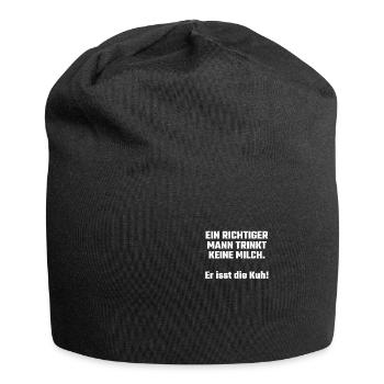 BBQ Grill Ein Richtiger Mann Trinkt Keine Milch - Jersey-Beanie - Schwarz - Vorne