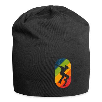 Skateboard Retro Kickflip En Détresse - Bonnet en jersey - noir - Devant