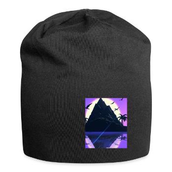 Vaporwave Aesthetic Island Palm Mountains - Bonnet en jersey - noir - Devant