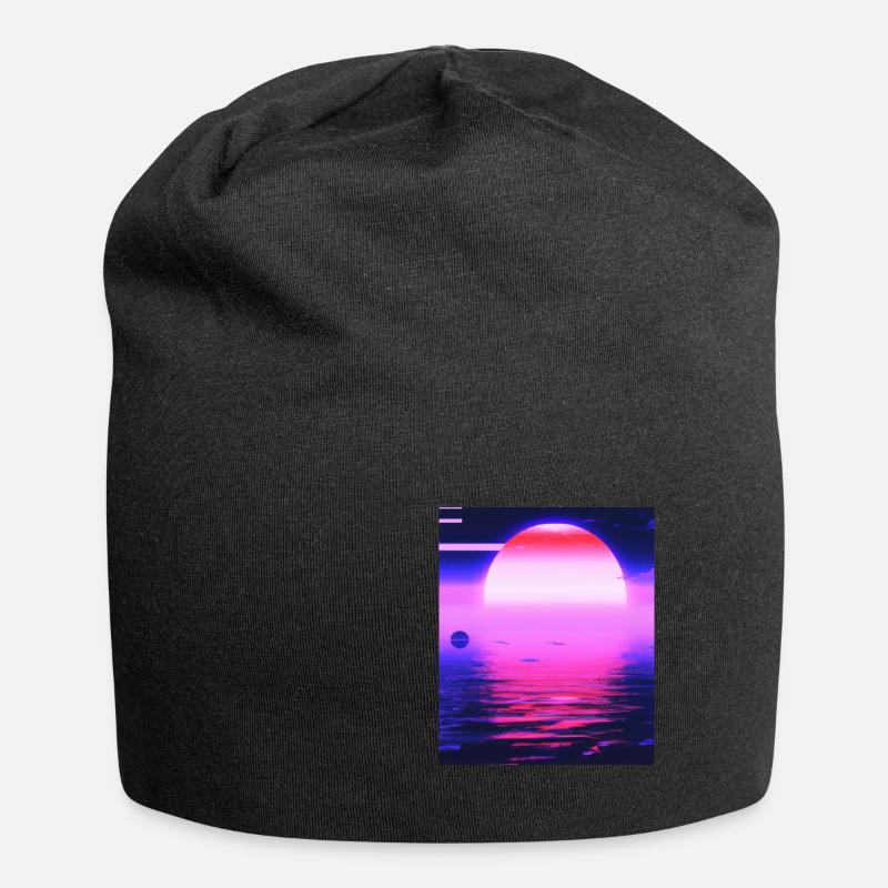 Vaporwave Sun Synthwave Sunset - Jersey-Beanie - Schwarz