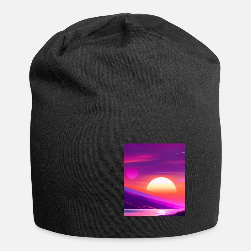 Vaporwave Sun Synthwave Sunset - Jersey-Beanie - Schwarz