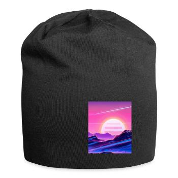 Vaporwave Sun Synthwave Sunset - Jersey Beanie - black - Front