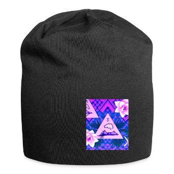 Synthwave Sun Hawaii Vaporwave Aesthetic - Jersey Beanie - black - Front
