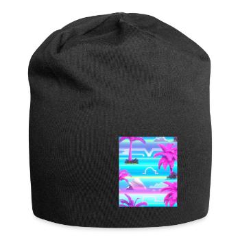 Synthwave Sun Hawaii Vaporwave Aesthetic - Jersey Beanie - black - Front