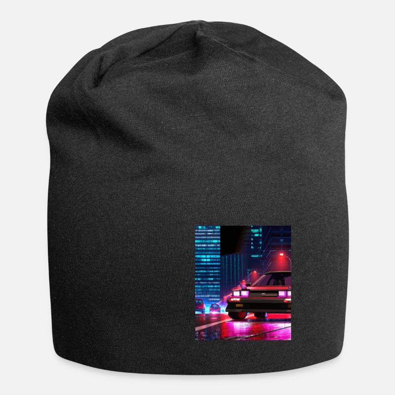 Vaporwave Esthétique Synthwave Car - Bonnet en jersey - noir