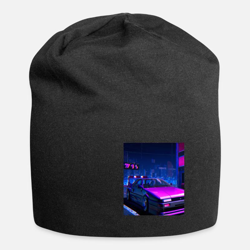 Vaporwave Aesthetic Synthwave Car - Jersey-Beanie - Schwarz