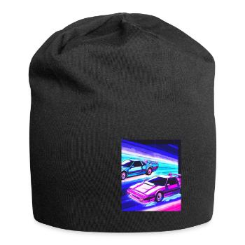 Vaporwave Aesthetic Synthwave Car - Jersey Beanie - black - Front