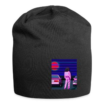 Vaporwave Esthétique Synthwave Car Anime Fille - Bonnet en jersey - noir - Devant