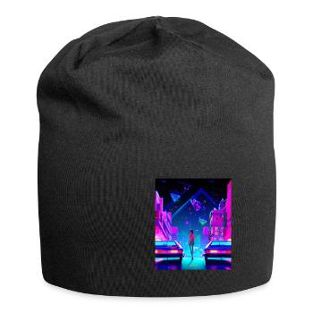 Vaporwave Esthétique Synthwave City Anime Girl - Bonnet en jersey - noir - Devant