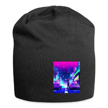 Vaporwave Esthétique Synthwave City Anime Girl - Bonnet en jersey - noir - Devant