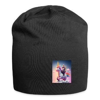 Cute Rainbow Unicorn Otter Riding A Unicorn - Jersey-Beanie - Schwarz - Vorne