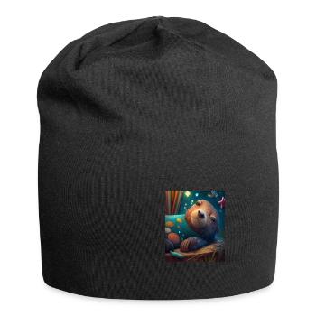 Cute Otter Bed Time Funny Bored Sleepyhead Otter - Jersey Beanie - black - Front