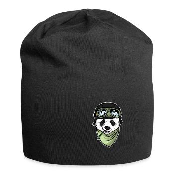 Panda bear pilot Panda hobby aviator for pilots - Jersey Beanie - black - Front