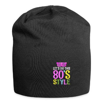80er-Jahre Stil | 80er Retro Party Wear Kostüm - Jersey-Beanie - Schwarz - Vorne