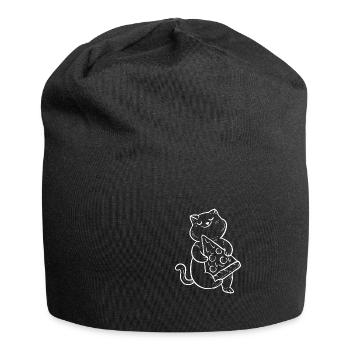 Cat and Pizza Pet Lovers Poison - Jersey Beanie - black - Front