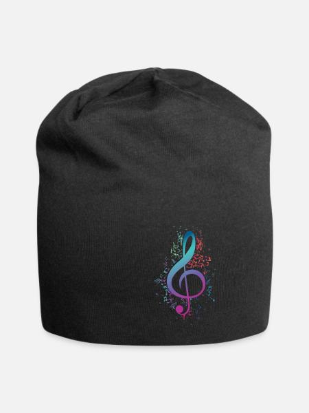 Notenschlüssel Musiker Geschenk Violinschlüssesl - Jersey-Beanie - Schwarz
