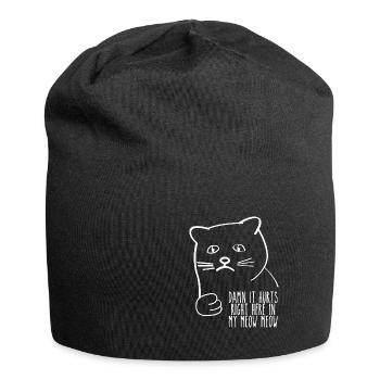 damn it hurts right here in my meow meow weiss - Jersey-Beanie - Schwarz - Vorne