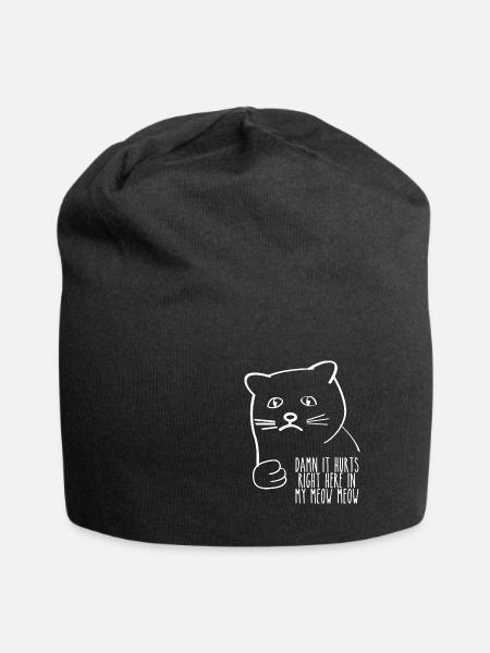 damn it hurts right here in my meow meow weiss - Jersey Beanie - black