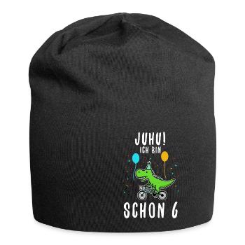 Ich bin schon 6 Dino - Jersey-Beanie - Schwarz - Vorne