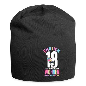 Endlich 18 Aber Meine Eltern Wohnen Immer Noch Bei - Jersey-Beanie - Schwarz - Vorne