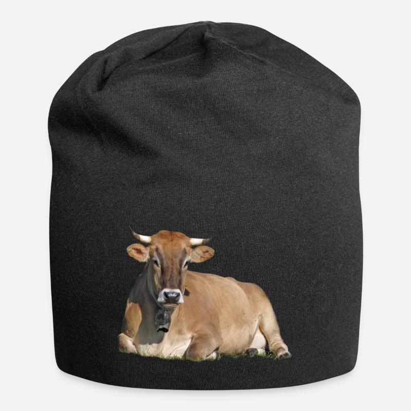 Ruhendes Rind - Jersey-Beanie - Schwarz
