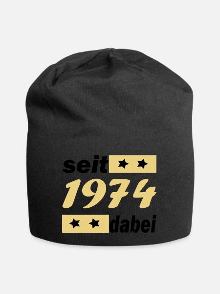 seit 1974 dabei / Jahrgang 1974 / 74 - Jersey-Beanie - Schwarz