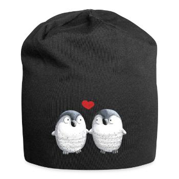 Penguins in Love - Penguin - Bird - Love - Heart - Jersey Beanie - black - Front
