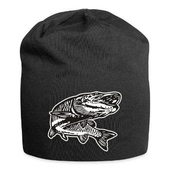Hecht mit kontur - Jersey-Beanie - Schwarz - Vorne
