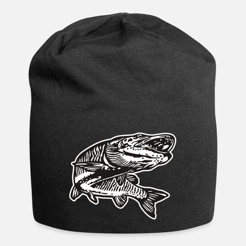 Hecht mit kontur - Jersey-Beanie - Schwarz